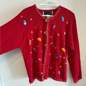 Womens Red Embellished Jacket christmas cardigan